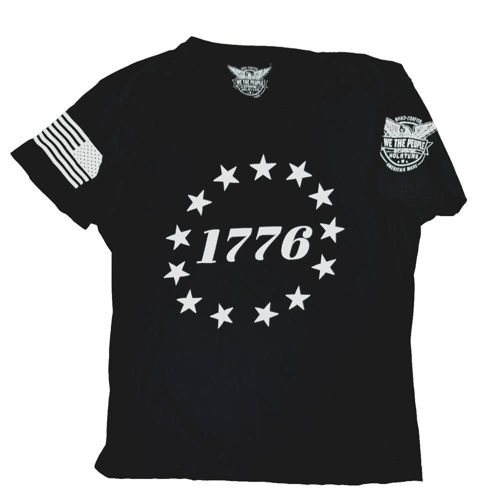 1776 "We the People" Holsters Black T-Shirt Large Black Flag USA Trump‎ MAGA